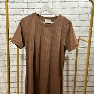 Sancia Romie Ribbed  Midi T-Shirt dress (camel)